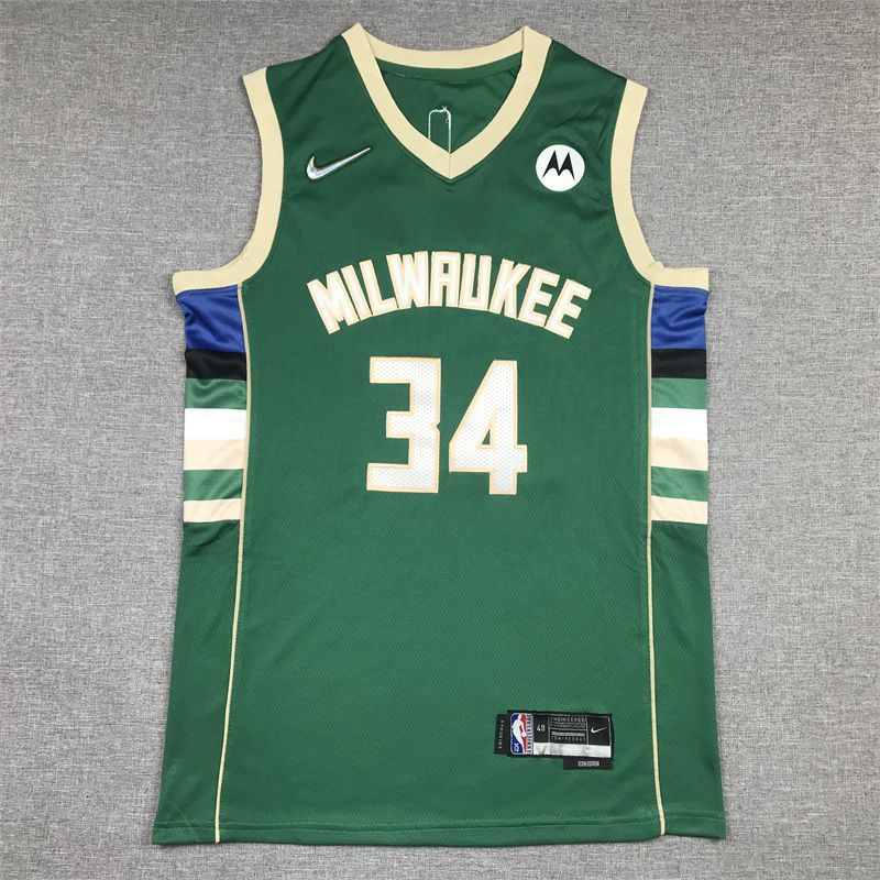 Men Milwaukee Bucks 34 Antetokounmpo Green Nike 2022 Game NBA Jersey
